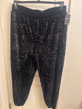 Forever 21 Black Sequin Pants with Elastic Waist